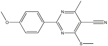 2-(4-methoxyphenyl)-4-methyl-6-(methylsulfanyl)-5-pyrimidinecarbonitrile Struktur