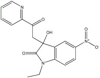 1-ethyl-3-hydroxy-5-nitro-3-[2-oxo-2-(2-pyridinyl)ethyl]-1,3-dihydro-2H-indol-2-one Struktur