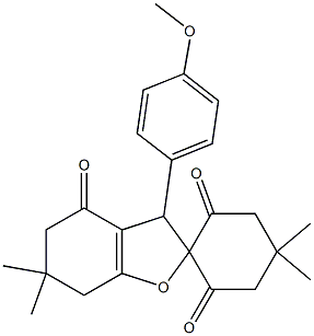 3-(4-methoxyphenyl)-5',5',6,6-tetramethyl-3,5,6,7-tetrahydrospiro(1-benzofuran-2,2'-cyclohexane)-1',3',4(2H)-trione Struktur