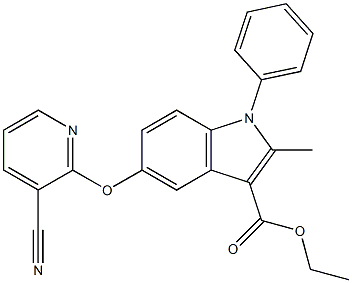 ethyl 5-[(3-cyanopyridin-2-yl)oxy]-2-methyl-1-phenyl-1H-indole-3-carboxylate Struktur