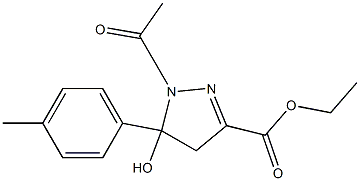 ethyl 1-acetyl-5-hydroxy-5-(4-methylphenyl)-4,5-dihydro-1H-pyrazole-3-carboxylate Struktur