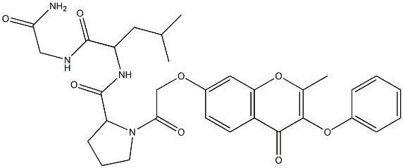 N-(1-{[(2-amino-2-oxoethyl)amino]carbonyl}-3-methylbutyl)-1-{[(2-methyl-4-oxo-3-phenoxy-4H-chromen-7-yl)oxy]acetyl}-2-pyrrolidinecarboxamide Struktur