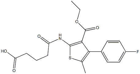 5-{[3-(ethoxycarbonyl)-4-(4-fluorophenyl)-5-methyl-2-thienyl]amino}-5-oxopentanoic acid Struktur