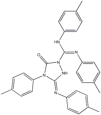 N,N',4-tris(4-methylphenyl)-3-[(4-methylphenyl)imino]-5-oxo-1,2,4-triazolidine-1-carboximidamide Struktur