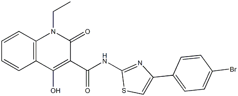 N-[4-(4-bromophenyl)-1,3-thiazol-2-yl]-1-ethyl-4-hydroxy-2-oxo-1,2-dihydro-3-quinolinecarboxamide Struktur