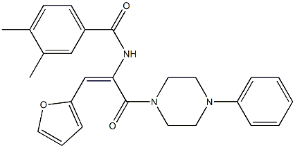 N-{2-(2-furyl)-1-[(4-phenyl-1-piperazinyl)carbonyl]vinyl}-3,4-dimethylbenzamide Struktur