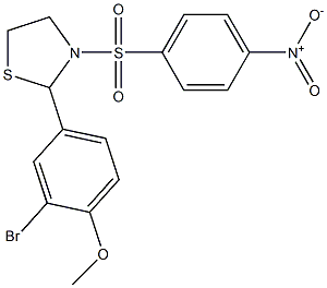 2-(3-bromo-4-methoxyphenyl)-3-({4-nitrophenyl}sulfonyl)-1,3-thiazolidine Struktur