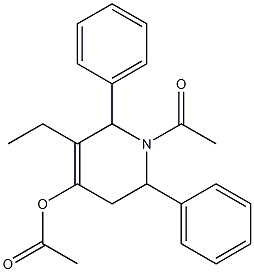 1-acetyl-5-ethyl-2,6-diphenyl-1,2,3,6-tetrahydro-4-pyridinyl acetate Struktur