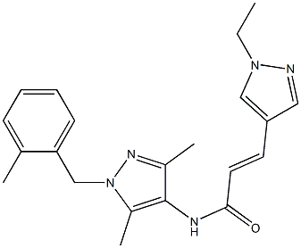 N-[3,5-dimethyl-1-(2-methylbenzyl)-1H-pyrazol-4-yl]-3-(1-ethyl-1H-pyrazol-4-yl)acrylamide Struktur