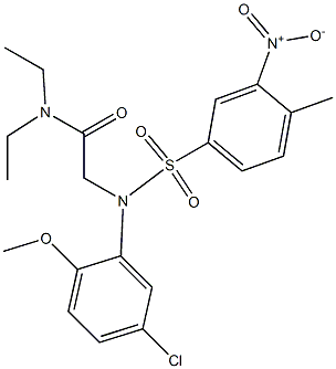 2-[5-chloro({3-nitro-4-methylphenyl}sulfonyl)-2-methoxyanilino]-N,N-diethylacetamide Struktur