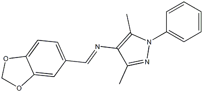 N-(1,3-benzodioxol-5-ylmethylene)-N-(3,5-dimethyl-1-phenyl-1H-pyrazol-4-yl)amine Struktur