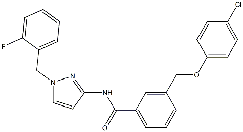 3-[(4-chlorophenoxy)methyl]-N-[1-(2-fluorobenzyl)-1H-pyrazol-3-yl]benzamide Struktur