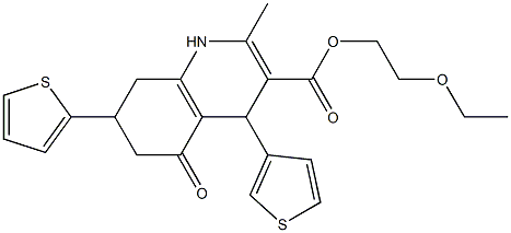 2-ethoxyethyl 2-methyl-5-oxo-7-(2-thienyl)-4-(3-thienyl)-1,4,5,6,7,8-hexahydro-3-quinolinecarboxylate Struktur