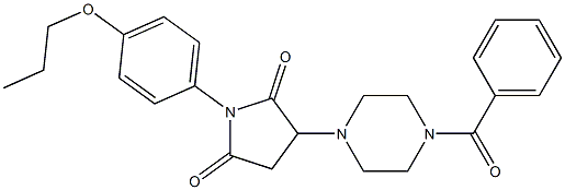 3-(4-benzoyl-1-piperazinyl)-1-(4-propoxyphenyl)-2,5-pyrrolidinedione Struktur