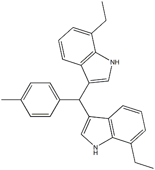 7-ethyl-3-[(7-ethyl-1H-indol-3-yl)(4-methylphenyl)methyl]-1H-indole Struktur