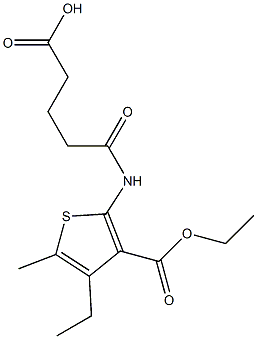 5-{[3-(ethoxycarbonyl)-4-ethyl-5-methyl-2-thienyl]amino}-5-oxopentanoic acid Struktur