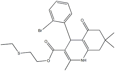 2-(ethylsulfanyl)ethyl 4-(2-bromophenyl)-2,7,7-trimethyl-5-oxo-1,4,5,6,7,8-hexahydro-3-quinolinecarboxylate Struktur