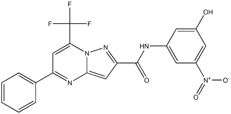 N-{3-hydroxy-5-nitrophenyl}-5-phenyl-7-(trifluoromethyl)pyrazolo[1,5-a]pyrimidine-2-carboxamide Struktur