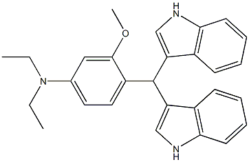 4-[di(1H-indol-3-yl)methyl]-N,N-diethyl-3-methoxyaniline Struktur