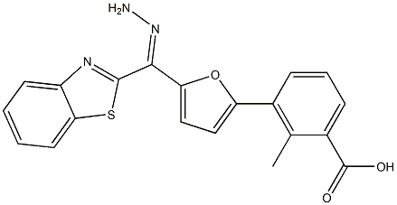 3-{5-[2-(1,3-benzothiazol-2-yl)carbohydrazonoyl]-2-furyl}-2-methylbenzoic acid Struktur