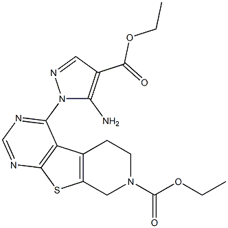 ethyl 4-[5-amino-4-(ethoxycarbonyl)-1H-pyrazol-1-yl]-5,8-dihydropyrido[4',3':4,5]thieno[2,3-d]pyrimidine-7(6H)-carboxylate Struktur