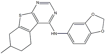 N-(1,3-benzodioxol-5-yl)-7-methyl-5,6,7,8-tetrahydro[1]benzothieno[2,3-d]pyrimidin-4-amine Struktur