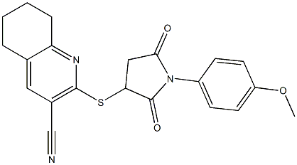 2-{[1-(4-methoxyphenyl)-2,5-dioxo-3-pyrrolidinyl]sulfanyl}-5,6,7,8-tetrahydro-3-quinolinecarbonitrile Struktur