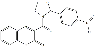 3-[(2-{4-nitrophenyl}-1,3-thiazolidin-3-yl)carbonyl]-2H-chromen-2-one Struktur