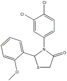 3-(3,4-dichlorophenyl)-2-(2-methoxyphenyl)-1,3-thiazolidin-4-one Struktur