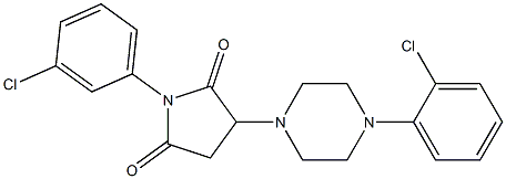 1-(3-chlorophenyl)-3-[4-(2-chlorophenyl)-1-piperazinyl]-2,5-pyrrolidinedione Struktur