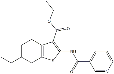 ethyl 6-ethyl-2-[(3-pyridinylcarbonyl)amino]-4,5,6,7-tetrahydro-1-benzothiophene-3-carboxylate Struktur