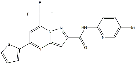 N-(5-bromo-2-pyridinyl)-5-(2-thienyl)-7-(trifluoromethyl)pyrazolo[1,5-a]pyrimidine-2-carboxamide Struktur