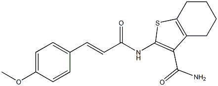 2-{[3-(4-methoxyphenyl)acryloyl]amino}-4,5,6,7-tetrahydro-1-benzothiophene-3-carboxamide Struktur