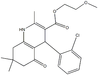 2-methoxyethyl 4-(2-chlorophenyl)-2,7,7-trimethyl-5-oxo-1,4,5,6,7,8-hexahydro-3-quinolinecarboxylate Struktur