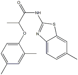 2-(2,4-dimethylphenoxy)-N-(6-methyl-1,3-benzothiazol-2-yl)propanamide Struktur