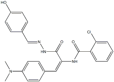 2-chloro-N-(2-[4-(dimethylamino)phenyl]-1-{[2-(4-hydroxybenzylidene)hydrazino]carbonyl}vinyl)benzamide Struktur