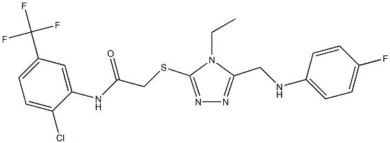 N-[2-chloro-5-(trifluoromethyl)phenyl]-2-({4-ethyl-5-[(4-fluoroanilino)methyl]-4H-1,2,4-triazol-3-yl}sulfanyl)acetamide Struktur