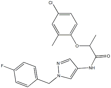 2-(4-chloro-2-methylphenoxy)-N-[1-(4-fluorobenzyl)-1H-pyrazol-4-yl]propanamide Struktur