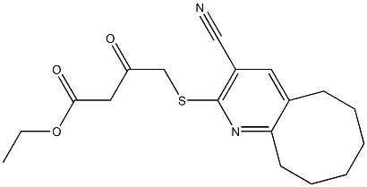 ethyl 4-[(3-cyano-5,6,7,8,9,10-hexahydrocycloocta[b]pyridin-2-yl)sulfanyl]-3-oxobutanoate Struktur