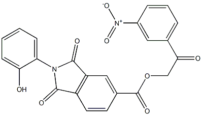 2-{3-nitrophenyl}-2-oxoethyl 2-(2-hydroxyphenyl)-1,3-dioxoisoindoline-5-carboxylate Struktur