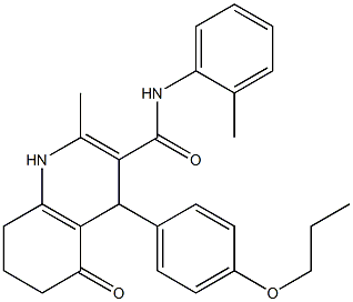 2-methyl-N-(2-methylphenyl)-5-oxo-4-[4-(propyloxy)phenyl]-1,4,5,6,7,8-hexahydroquinoline-3-carboxamide Struktur