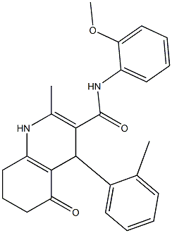 N-(2-methoxyphenyl)-2-methyl-4-(2-methylphenyl)-5-oxo-1,4,5,6,7,8-hexahydro-3-quinolinecarboxamide Struktur