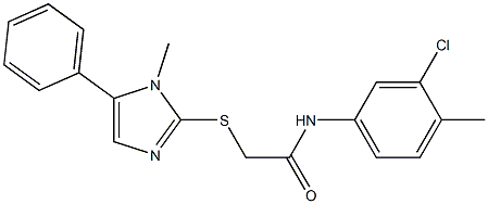 N-(3-chloro-4-methylphenyl)-2-[(1-methyl-5-phenyl-1H-imidazol-2-yl)sulfanyl]acetamide Struktur