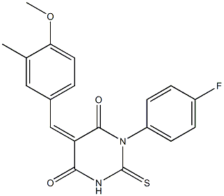 1-(4-fluorophenyl)-5-(4-methoxy-3-methylbenzylidene)-2-thioxodihydro-4,6(1H,5H)-pyrimidinedione Struktur