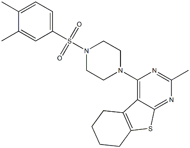 4-{4-[(3,4-dimethylphenyl)sulfonyl]-1-piperazinyl}-2-methyl-5,6,7,8-tetrahydro[1]benzothieno[2,3-d]pyrimidine Struktur