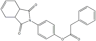 4-(1,3-dioxo-1,3,3a,4,7,7a-hexahydro-2H-isoindol-2-yl)phenyl phenylacetate Struktur