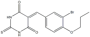 5-(3-bromo-4-propoxybenzylidene)-2-thioxodihydro-4,6(1H,5H)-pyrimidinedione Struktur