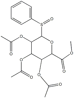 methyl 3,4,5-tris(acetyloxy)-6-(phenylsulfinyl)tetrahydro-2H-pyran-2-carboxylate Struktur