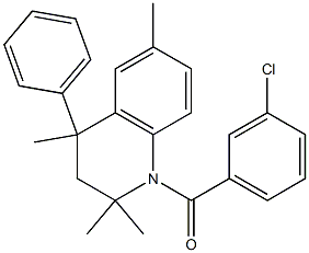 1-(3-chlorobenzoyl)-2,2,4,6-tetramethyl-4-phenyl-1,2,3,4-tetrahydroquinoline Struktur