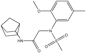 N-bicyclo[2.2.1]hept-2-yl-2-[2-methoxy-5-methyl(methylsulfonyl)anilino]acetamide Struktur